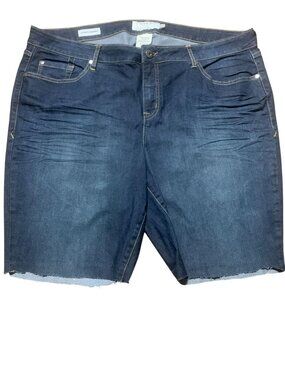 Torrid Denim Curvy Skinny Dark Wash Frayed Hem Jean Shorts Size 22R